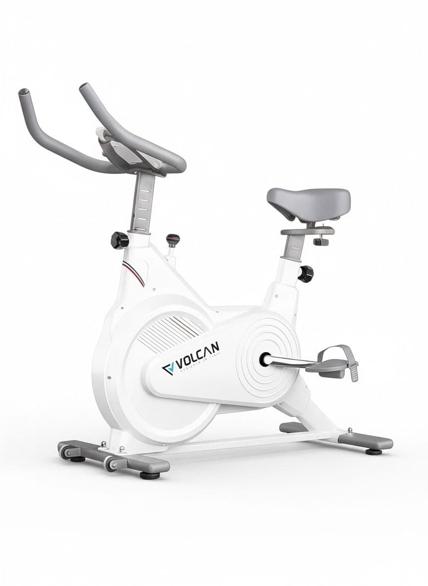 VFSP:6 Spinning Bike | 5KG Flywheel | Adjustable Seat & Handlebar | Display & Pulse Sensor | White/Grey