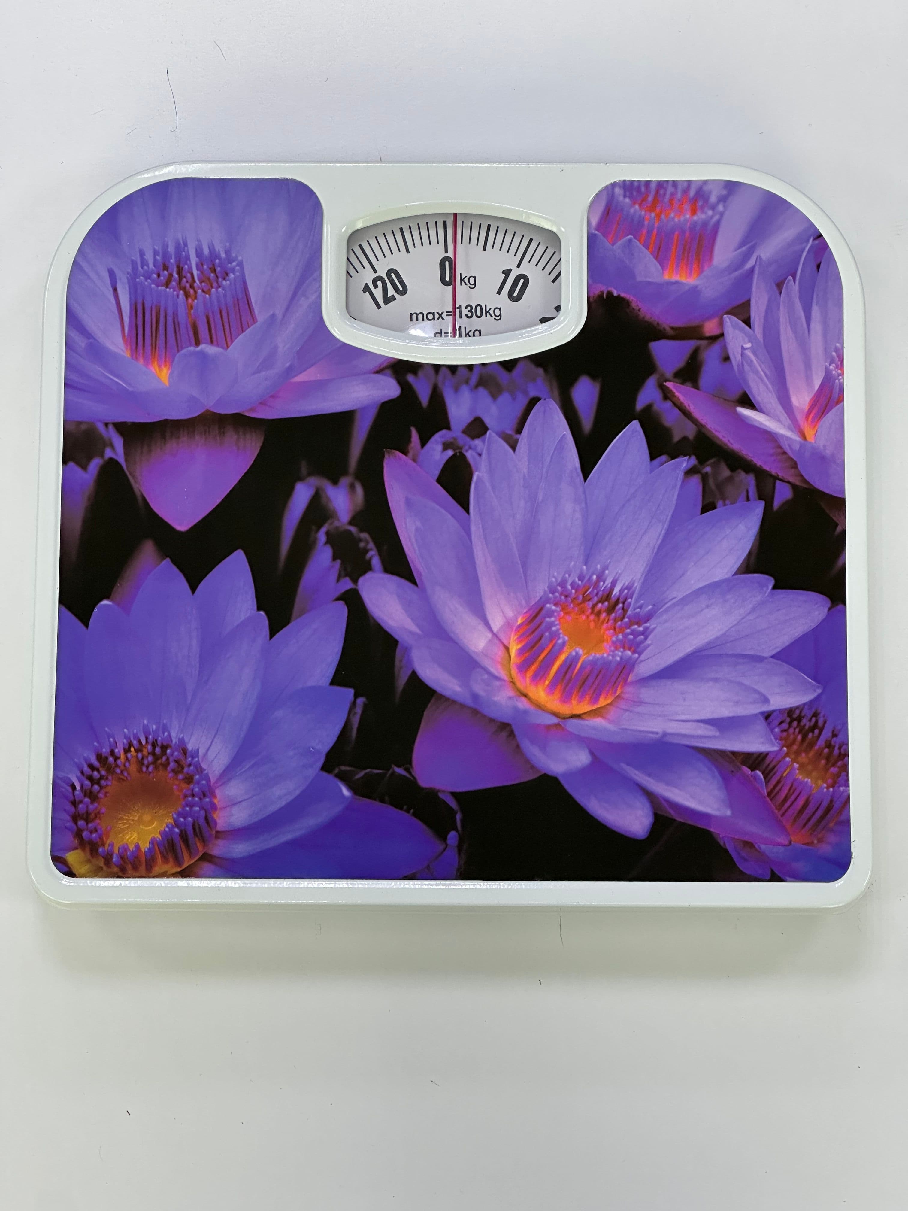 Mechanical Health Scale with Lotus Flower Print - Analog Body Weight Scale (Max 130 kg / 286 lbs)