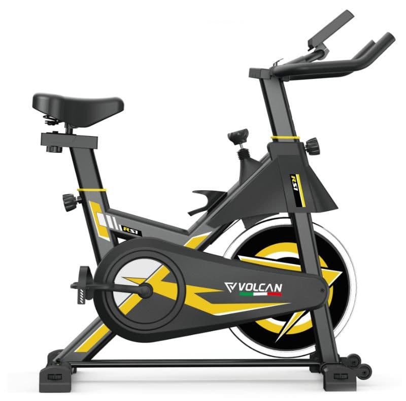 VFSP:2 Indoor Spinning Exercise Bike - 6KG Flywheel, Pulse Monitor, Home Cardio Trainer (Black/Yellow)